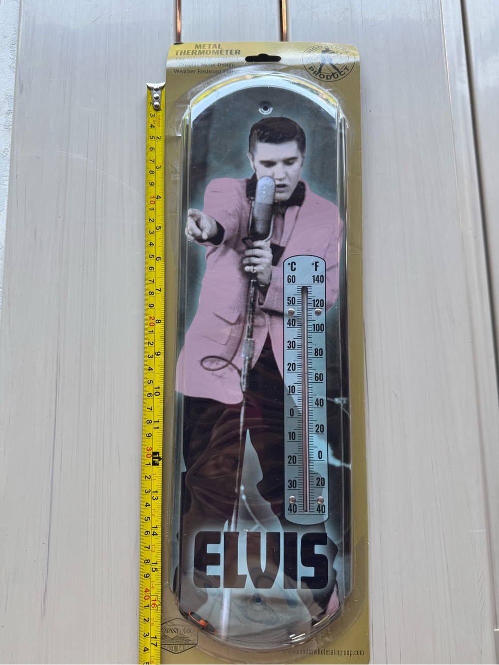Elvis Presley Metal Thermometer - Pink Jacket Graphic